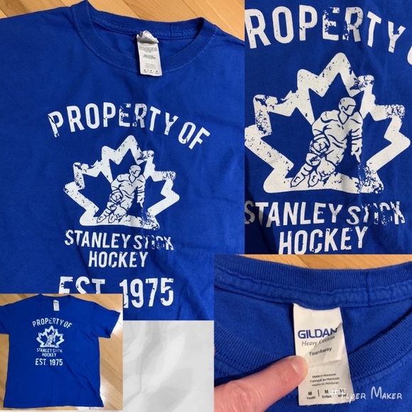 Boys ATC Navy Blue Stanley Stick Hockey Association hoodie & Short Sleeve- sz YM - Picture 14 of 16